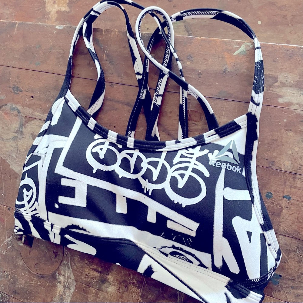 Reebok Speedwick graffiti print sports bra